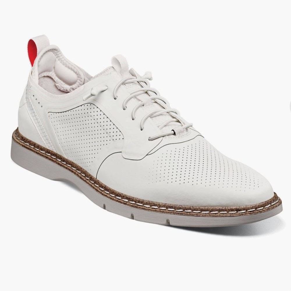NWT Stacie Adams White Synchro Plain Toe Elastic Lace Shoes Size 10.5